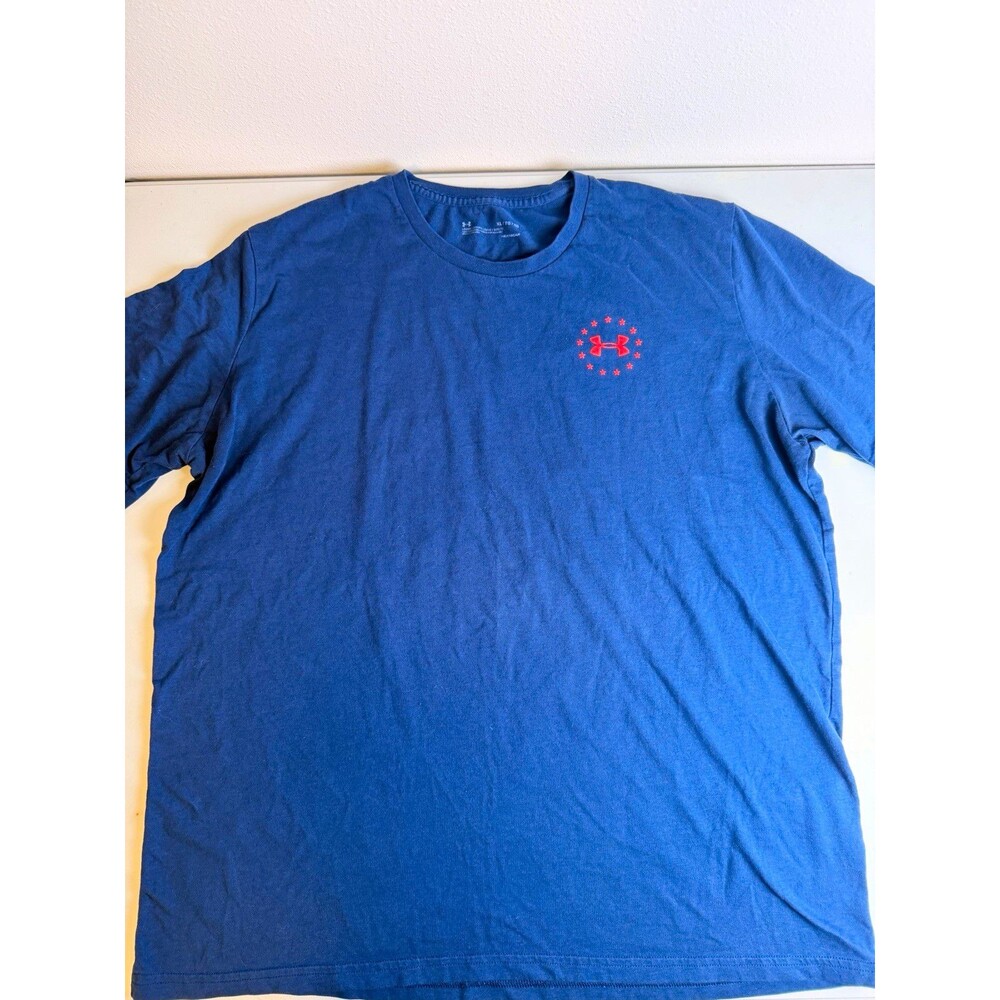Under Armour HeatGear Men's XL Loose Blue USA Flag Graphic Crew Neck T-Shirt